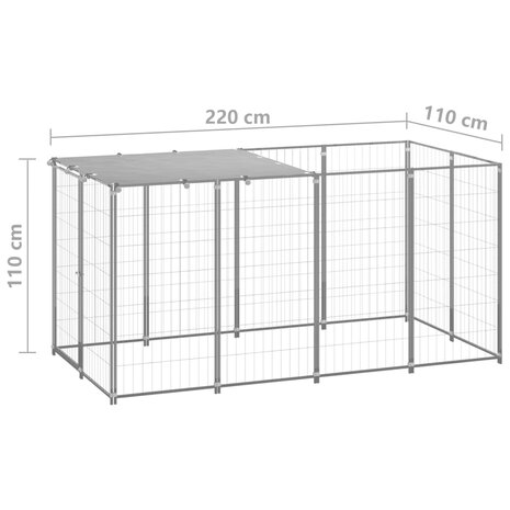Hondenkennel 2,42 m² staal zilverkleurig   6