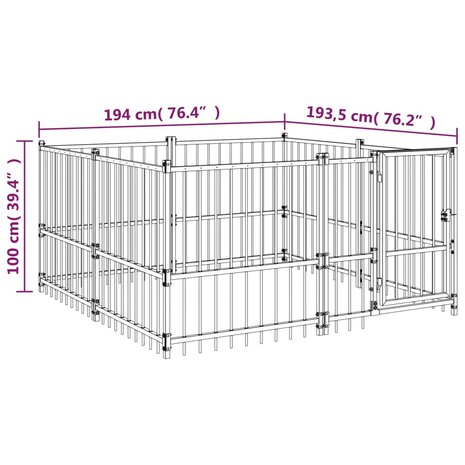 Hondenkennel voor buiten 3,75 m² staal 6