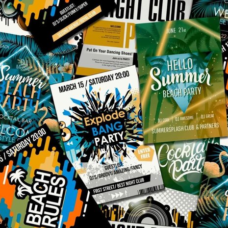 Noordwand Behang Good Vibes Club Posters groen en oranje 2