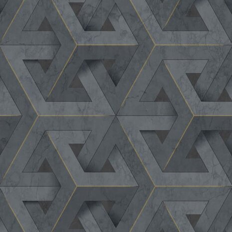 DUTCH WALLCOVERINGS Behang Onyx antraciet- en goudkleurig 2