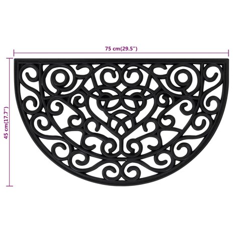 Deurmat halfrond 45x75 cm rubber 6