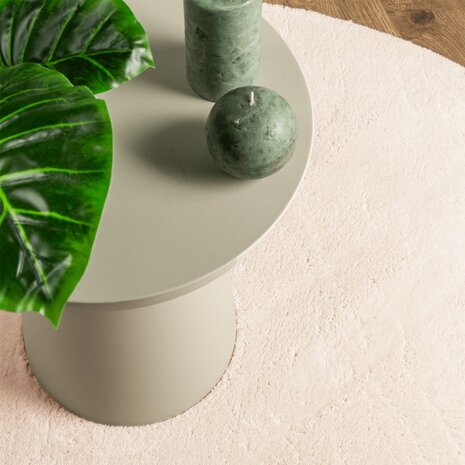 Vloerkleed HUARTE laagpolig zacht wasbaar Ø 80 cm beige 7