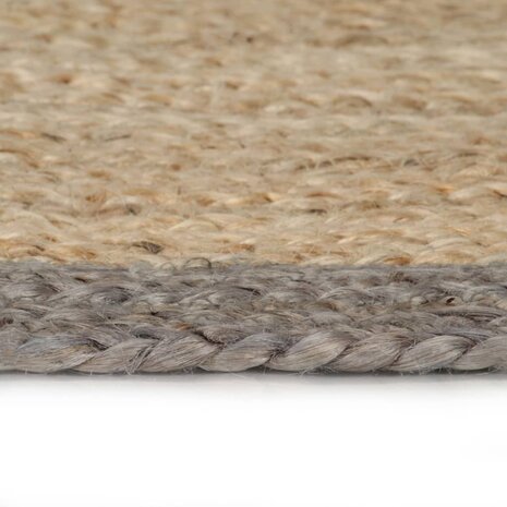 Vloerkleed handgemaakt met grijze rand 150 cm jute 3