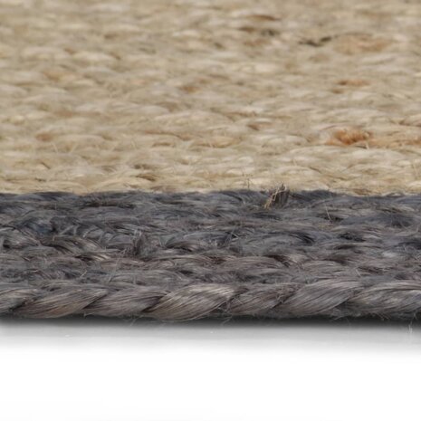 Vloerkleed handgemaakt met donkergrijze rand 150 cm jute 3