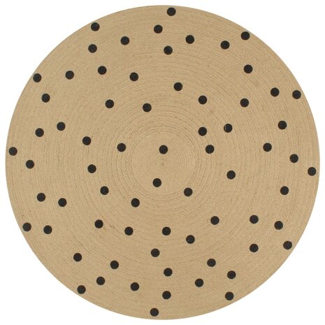 Vloerkleed handgemaakt met print polkadot 90 cm jute 1