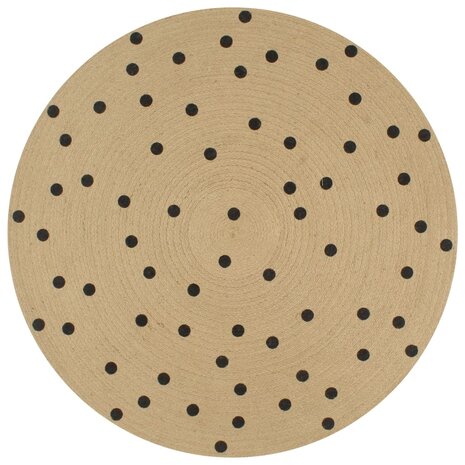 Vloerkleed handgemaakt met print polkadot 120 cm jute 1