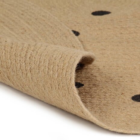 Vloerkleed handgemaakt met print polkadot 120 cm jute 2