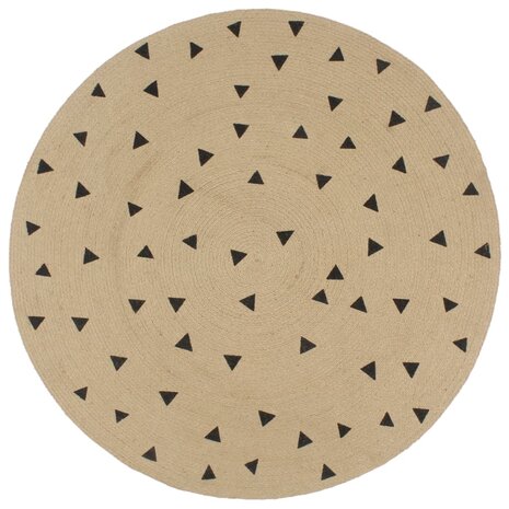 Vloerkleed handgemaakt met driehoek print 90 cm jute 1