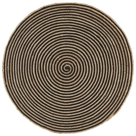 Vloerkleed handgemaakt met spiraal ontwerp 150 cm jute zwart 1