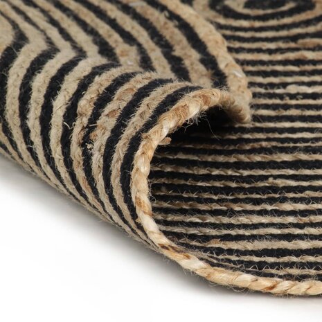 Vloerkleed handgemaakt met spiraal ontwerp 150 cm jute zwart 2