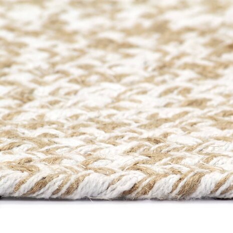 Vloerkleed handgemaakt 120 cm jute wit en naturel 3