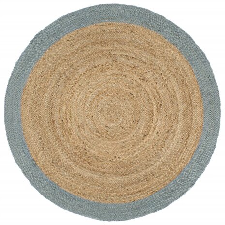 Vloerkleed handgemaakt met olijfgroene rand 240 cm jute 1
