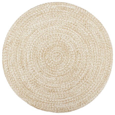 Vloerkleed handgemaakt 210 cm jute wit en bruin 1