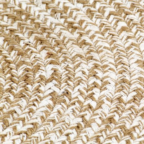 Vloerkleed handgemaakt 210 cm jute wit en bruin 4