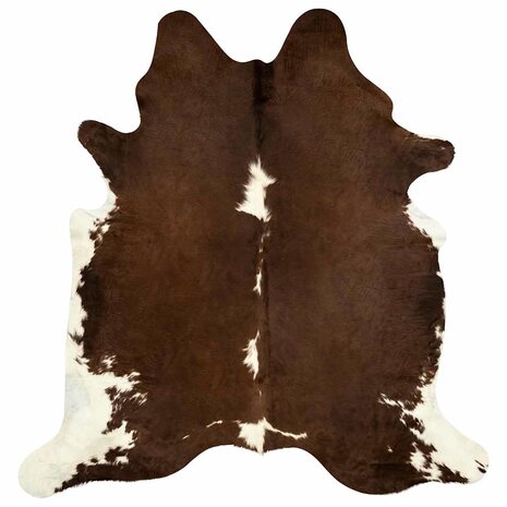 Vloerkleed 150x170 cm echte runderhuid bruin en wit 6