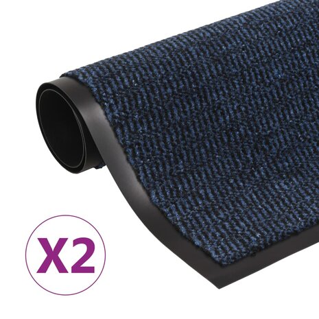 Droogloopmatten 2 st rechthoekig getuft 120x180 cm blauw 1