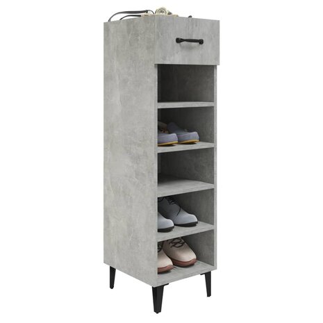 Schoenenkast 30x35x105 cm bewerkt hout betongrijs 6