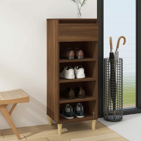 Schoenenkast 40x36x105 cm bewerkt hout bruin eikenkleur 1