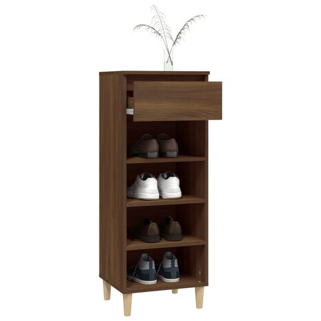 Schoenenkast 40x36x105 cm bewerkt hout bruin eikenkleur 7