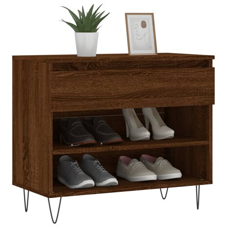 Schoenenkast 70x36x60 cm bewerkt hout bruin eikenkleur 3