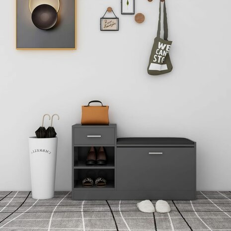 Schoenenbank 94,5x31x57 cm bewerkt hout grijs 1