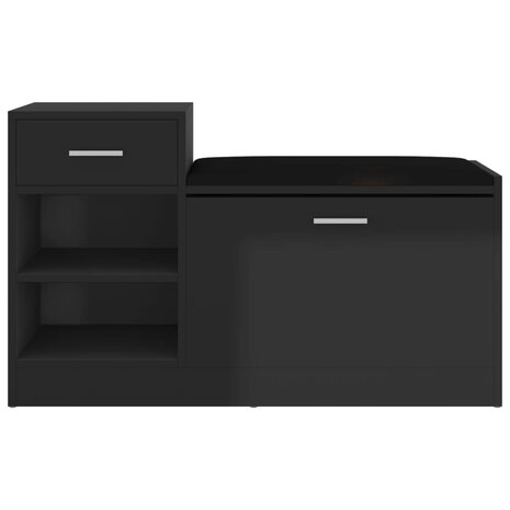 Schoenenbank 94,5x31x57 cm bewerkt hout hoogglans zwart 3