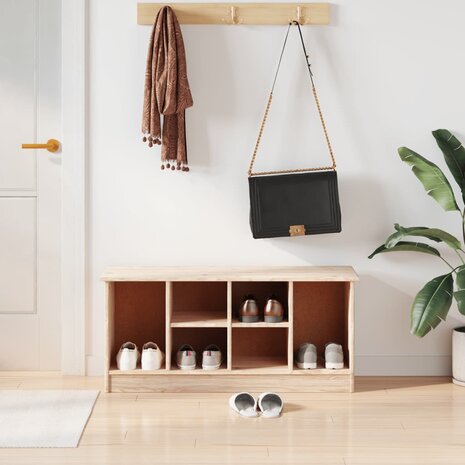 schoenenbankje ALTA 100x35x45 cm massief grenenhout 1