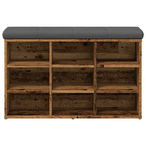 Schoenenbank 82x32x50 cm bewerkt hout oud houtkleurig 4