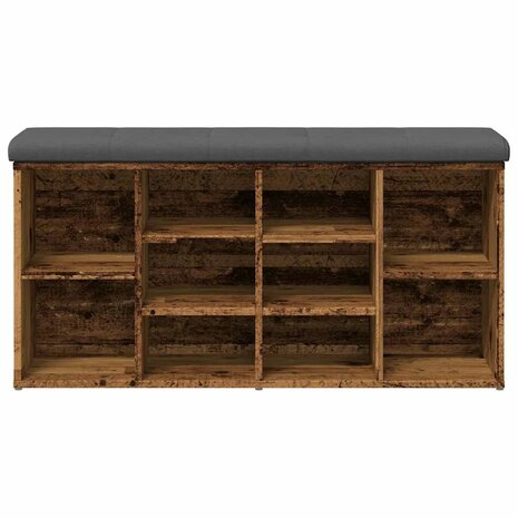 Schoenenbank 102x32x50 cm bewerkt hout oud houtkleurig 4
