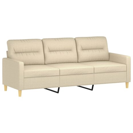 Driezitsbank 180 cm stof crèmekleurig 2