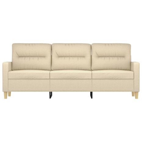 Driezitsbank 180 cm stof crèmekleurig 3