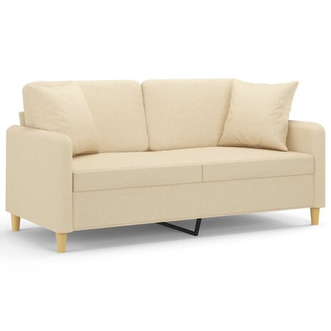 Tweezitsbank met sierkussens 140 cm stof crèmekleurig 2