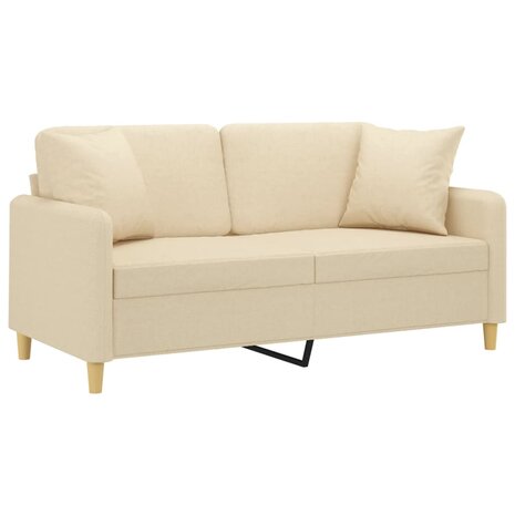 Tweezitsbank met sierkussens 140 cm stof crèmekleurig 3