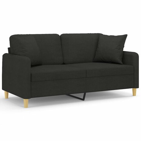 Tweezitsbank met sierkussens 140 cm stof zwart 2