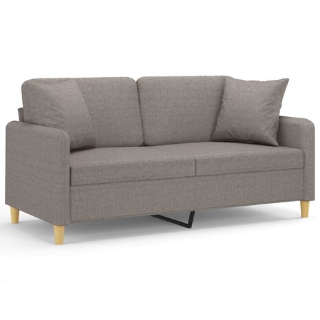 Tweezitsbank met sierkussens 140 cm stof taupe 2