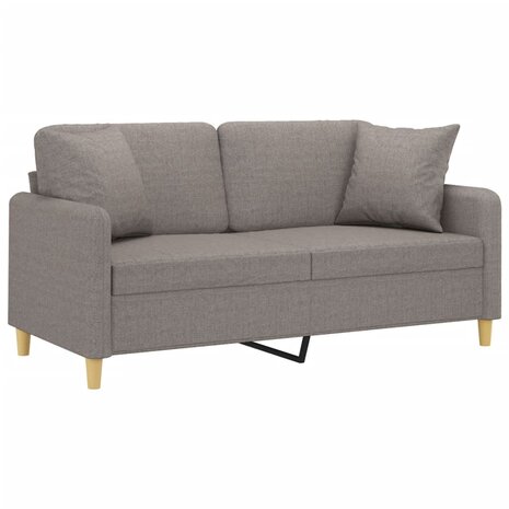 Tweezitsbank met sierkussens 140 cm stof taupe 3