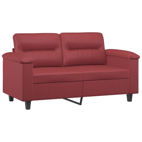 Tweezitsbank met sierkussens 120 cm kunstleer wijnrood 4