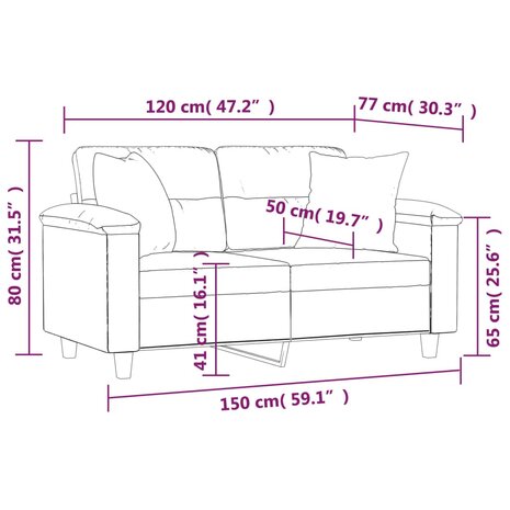 Tweezitsbank met sierkussens 120 cm kunstleer wijnrood 8