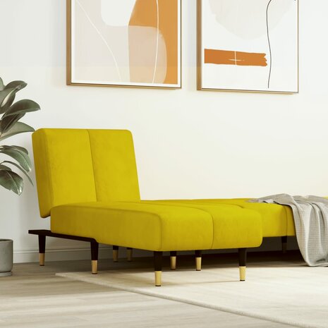 Chaise longue fluweel geel 1