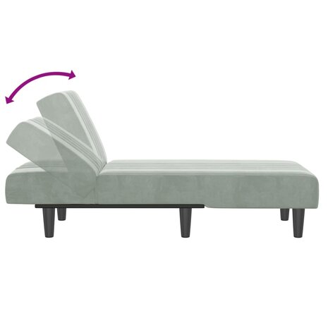 Chaise longue fluweel lichtgrijs 6