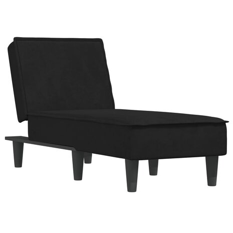 Chaise longue fluweel zwart 2