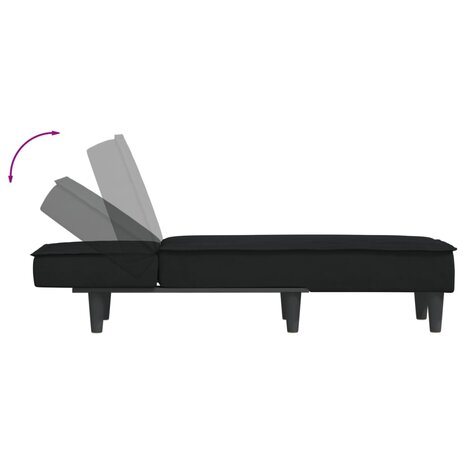 Chaise longue fluweel zwart 6