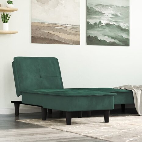 Chaise longue fluweel donkergroen 1