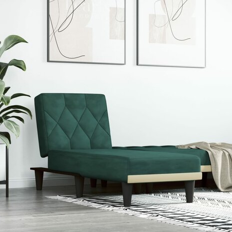 Chaise longue fluweel donkergroen 1