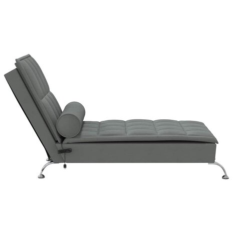 Massage chaise longue met bolster stof donkergrijs 5