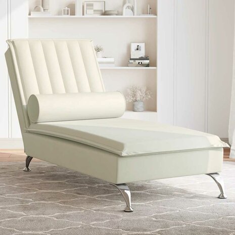 Massage chaise longue met bolster fluweel roze 1