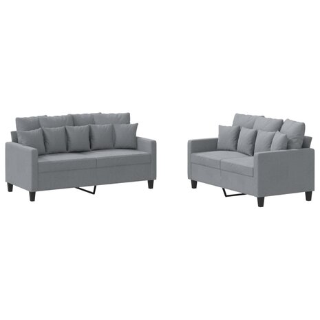 2-delige Loungeset met kussens stof lichtgrijs 2