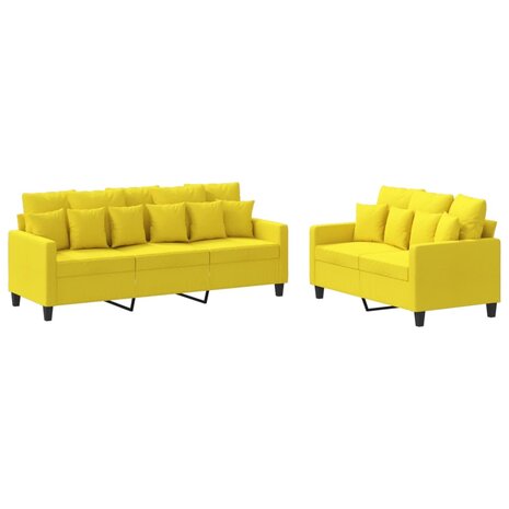 2-delige Loungeset met kussens stof lichtgeel 2