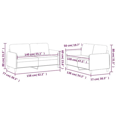 2-delige Loungeset met kussens stof bruin 7