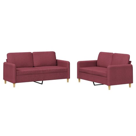 2-delige Loungeset met kussens stof wijnrood 2